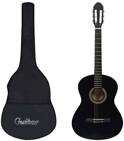Konzertgitarre 4/4 Anfänger, 6 Nylon Strings Konzertgitarre Set mit Gitarrentasche, Klassisch Gitarre Kinder Einsteiger Set, 39 Zoll Klassikgitarre für Erwachsene Kinder Anfänger, Schwarz