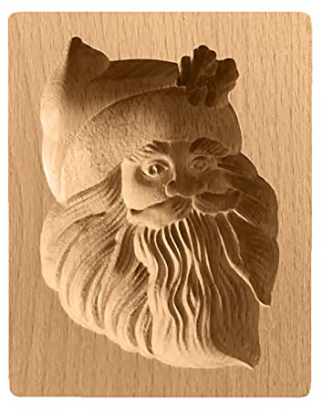 Kakform i trä, 3D bakform, prägling hantverk dekoration bakverktyg, lämplig för halloween Thanksgiving jul kök gör-det-själv (gammal man 10 x 8 x 2)