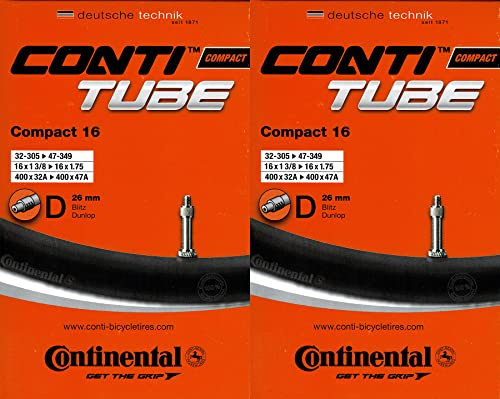 2X Continental Compact 16 Schlauch 16 Zoll DV (32/47-305/349) DV 26mm
