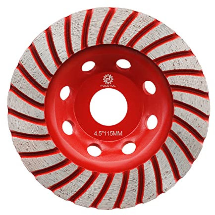 FOCSTOL Diamond Grinding Cup Wheel - 115mm Turbo Row Grinding Wheel for Concrete Granite Marble Masonry Artificial Stone for Angle Grinder