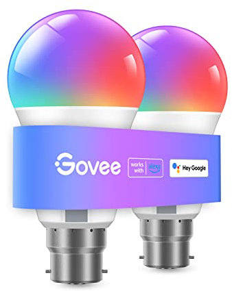 Govee RGBWW Smart Bulb, B22 Energy Saving WiFi Alexa Light Bulbs, 9W, 800LM, 16 Million Colors, 54 Scenes, Work with Matter,Alexa,Google Assistant, 2 Packs