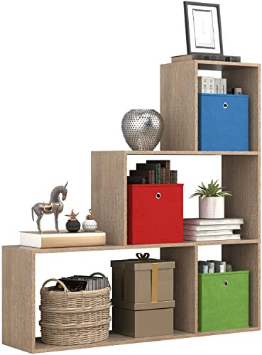 VCM Holz Stand Treppenregal Stufenregal Standregal Raumteiler Bücherregal Dubila M