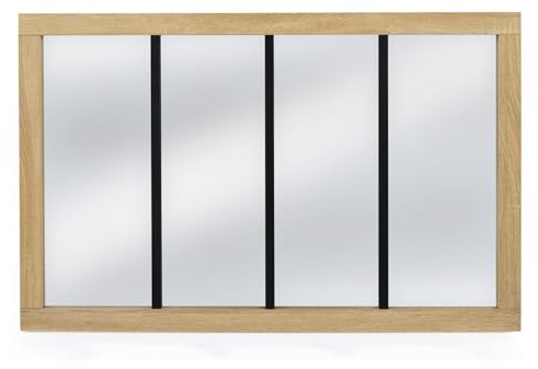 IDMarket - Miroir verrière Atelier 4 Bandes Cadre Bois Design Industriel 110x70 cm