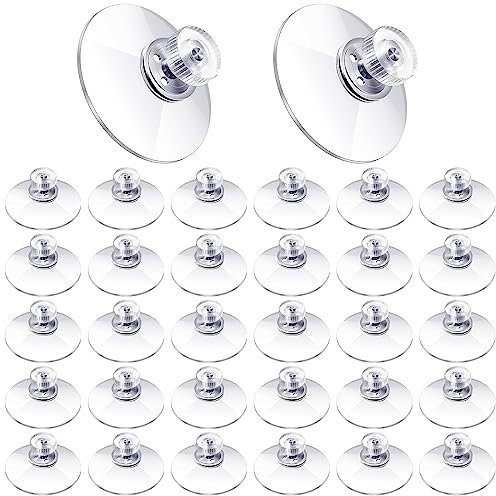 Perthlin 30 Stück Saugnäpfe mit Gewinde 5 cm Transparent Saugknöpfe PVC Kunststoff Stark Saugnäpfe mit Rändelmutter für Auto Fenster Fliesen Camping Sonnenschutz Lichterkette