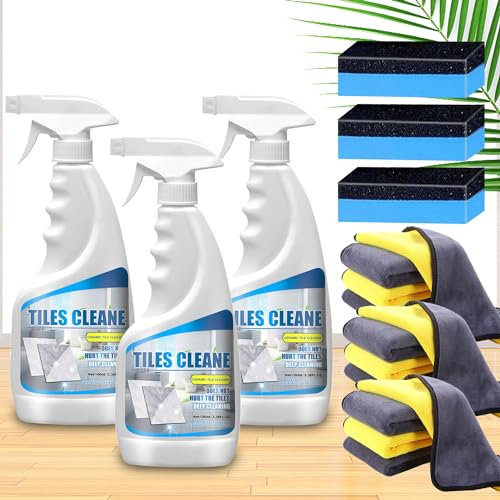 2025 Verbessertes Fliesen-Reinigungsspray, Tile Grout Cleaner Sprayer, Sprüher, ultimativer Fugenreiniger für Fliesenböden, Fugen- und Fliesenreinigung, robustes Reinigungsspray (3 stück)