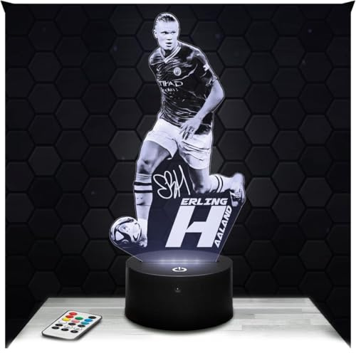 Lampephoto.fr - Erling Haarland Fußball 3D Lampe, Touch Nachtlicht, deko Fußballer, Geschenkidee Mann objekt E. Haarland Fußball Nachtlicht Erwachsene deko Zimmer, 3D Led Illusion TOP
