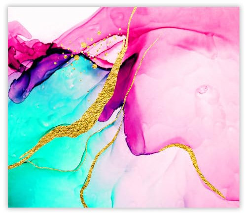 SMTDeco Herdabdeckplatte 60×52 cm – ESG gehärtetes Glas, kratzfest & rutschfest – Spritzschutz & Schneidebrett – für Induktion/Ceranfeld – 1-teilig, Motiv Abstrakte Modern Rosa