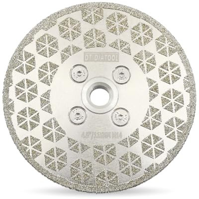 DT-DIATOOL Diamond Cutting and Grinding Disc 115mm x M14 Thread Flange Single Side Electroplated Diamond Disc for Granite Marble Natural Stone Tiles