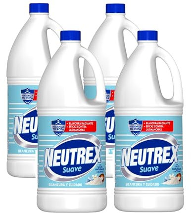 PoliChollo Neutrex Lejía Suave 1900 ml - Pack de 4 - Desinfectante Eficaz y Seguro para Ropa Delicada, Ideal para Limpieza Doméstica, Fórmula Suave con Sales Naturales