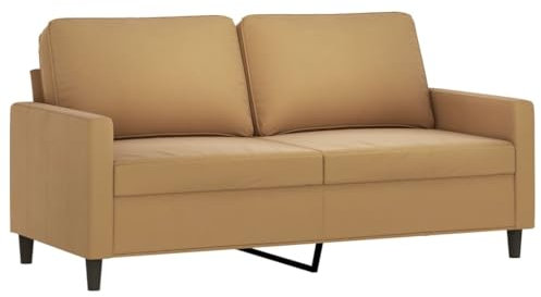 vidaXL Sofa 2-Sitzer, Loungesofa Couch mit Armlehnen Rückenkissen, Wohnzimmersofa Designsofa mit Metallgestell, Sitzmöbel Zweisitzer, Braun Samt