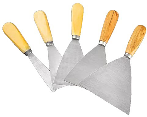 Spachtelmesser, 5 Stück, 1, 2, 3, 4, 5 Zoll, Holzgriff, Spachtelmesser-Set, Messer, Spachtelmesser aus Edelstahl, Spachtelmasse, Trockenbau-Fugenmesser, Tapetenschaber