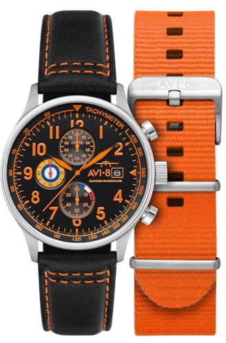 AVI-8 Hawker Hurricane - Cronografo da uomo, arancione tigre, Bracciale