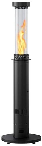 Stufa da Esterno Fungo a Pellet Ø52x194 cm in Ferro Decapato e Vetro Bamboo Antracite