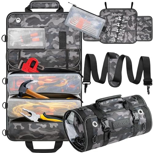 FUZVOL Werkzeugtasche, Werkzeug Rolltasche, werkzeugrolle, Werkzeugtaschen Organizer Aufbewahrungstasche Werkzeug-Organizer, Camouflage