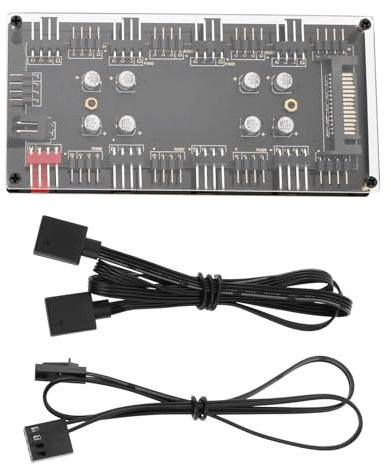 OTOTEC Gehäuselüfter Hub 12 V 4-polig PWM+RGB 2 in 1 Controller 110,2 X 53,3x15,1mm mit SATA Stromversorgungs Verlängerungskabel für Den Gehäuse Motherboard Lüfter