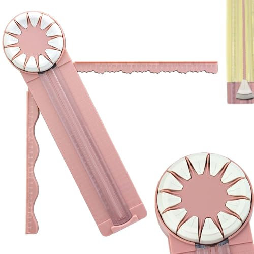 Hmfmdy Paper Trimmer Craft Paper Cutter, 12 Style Multi-Function Scrapbooking Tool, Paper Edge Cutter, Paper Cutter Machine with Measurements for Cutting Paper, Label Card, Scrapbook, Photos - Pink
