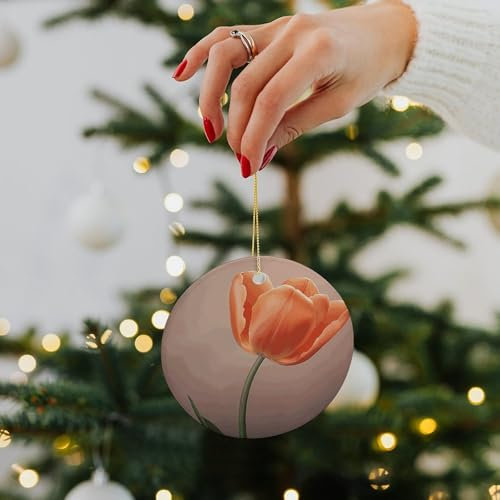 Weihnachtsschmuck 2024 Weihnachtsbaum Rund Keramik Anhänger Blume Lustige Weihnachtsanhänger Hängende Weihnachtsbaum Dekoration für Zuhause Neujahr Party Supplies Geschenke