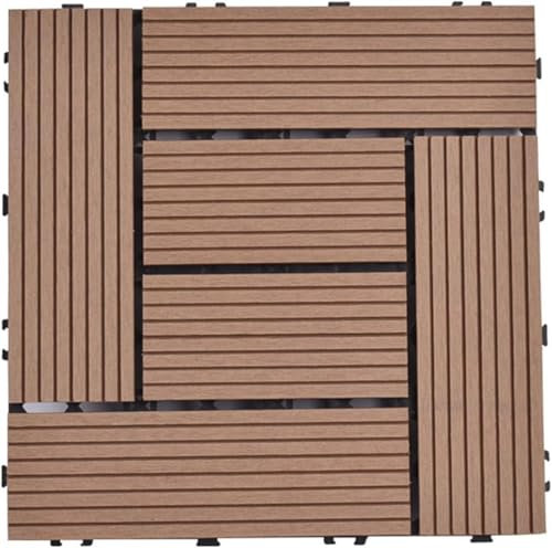 VUIKLCty 1 pz Legno plastica ad Incastro Pavimento Piastrelle Snap-on Balcone Esterno Piastrelle Prato Serra Giardino Patio terrazza pavimentazione(Apricot)