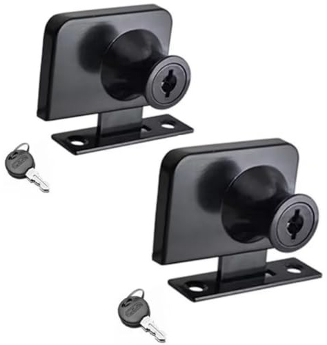 Verrou de vitre en verre, verrou de sécurité,serrures pour portes en verre, serrures de rechange pour vitrines pour 5–8 mm,noir (Double 409, Clé individuelle)