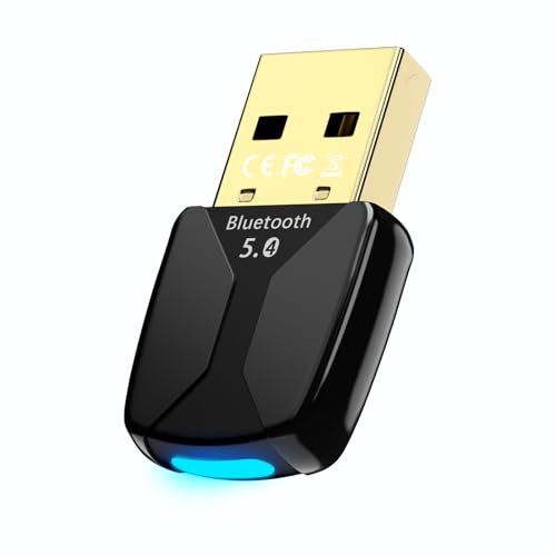 Adaptador Bluetooth PC, USB Bluetooth 5.4, adaptador Bluetooth Dongle Plug & Play, Low Latency, Bluetooth Stick para PC/Desktop/Laptop/Headset/Teclado/Ratón Compatible con Windows 7/10/8.1/11