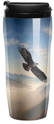 Stanley-Kaffeetasse mit Deckel, 340 ml, Kunststoffbecher, versiegelter Trinkdeckel, Wasserbecher, Teetasse, Adlergebirge, bedruckte Tassen, passt in Auto-Becherhalter