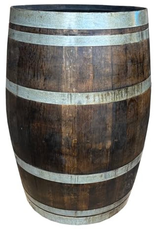 Fassl Baron Holzfass Stehtisch aus gebrauchtem Weinfass -Geölt - Fassbar oder Gartentisch. D/H=70/95cm- Dekofass 225 Liter aus Eiche Holzfässer Fasstisch