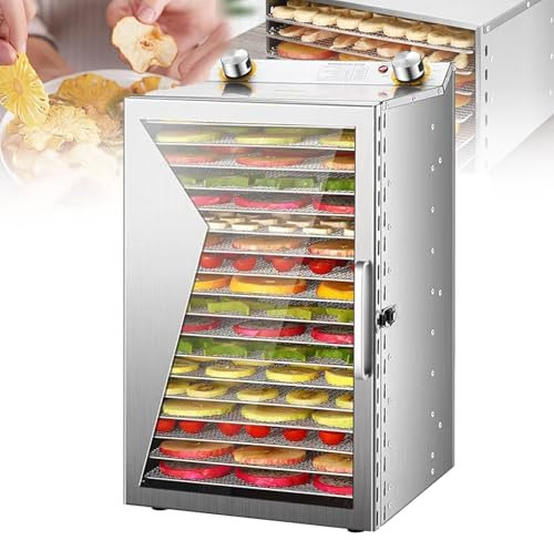 Food-Dehydrator Machine 12/18 Stainless Steel Trays, 800W Dehydrator for Herbs, Jerky Dehydrator Meat, 190ºF Dehydrator, 1-12H Timer Fruits Dehydrator, Veggies, Yogurt & Dog Treats,18Layer