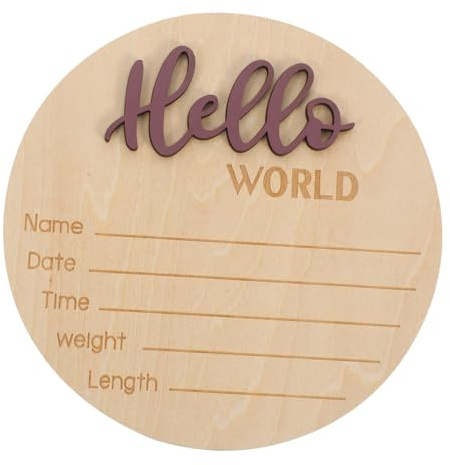 CIMAXIC Geburtsanzeige Schild Für Neugeborene Holz Namensschild Runde Form Fotografie Prop Geburt Willkommensschild