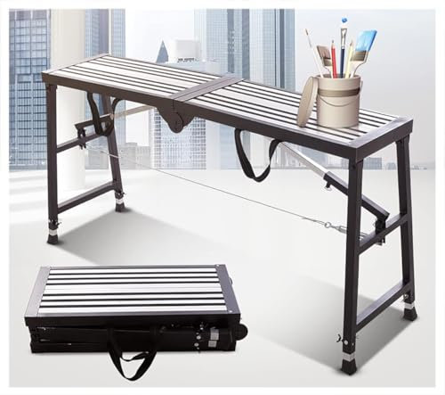 ZHENCHAO Piattaforma di Lavoro Pieghevole Portatile Torre Scala Sgabello Altezza Regolabile 160 cm 5,3 Piedi Attrezzatura per ponteggi Multiuso Attrezzi Panca