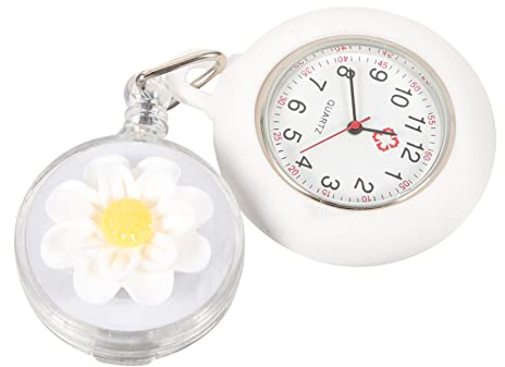LIFKOME Krankenschwesternuhr Weiße Quarz Glas Taschenuhr für Ärzte | Tragbar mit Clip, Einziehbar als Pflegeuhr, Arbeitsuhr für Klinikpersonal
