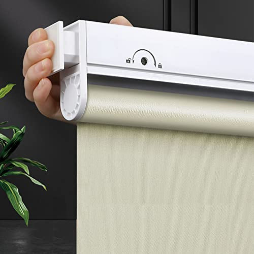 Estor enrollable de poliéster de fácil ajuste, protección UV para luz diurna, cortinas translúcidas y opacas para ventanas y puertas, fácil de instalar, color beige, elegantes persianas de ventana