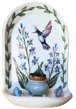 Gungtj Wand-Schmuckhalter, Schmuck-Ausstellungsregal, Kunstharz-Blumen-Design, mit schwebenden Regalen, dekorativer Aufbewahrungs-Kerzenständer, Barriere-Halterung für Schlafzimmer und