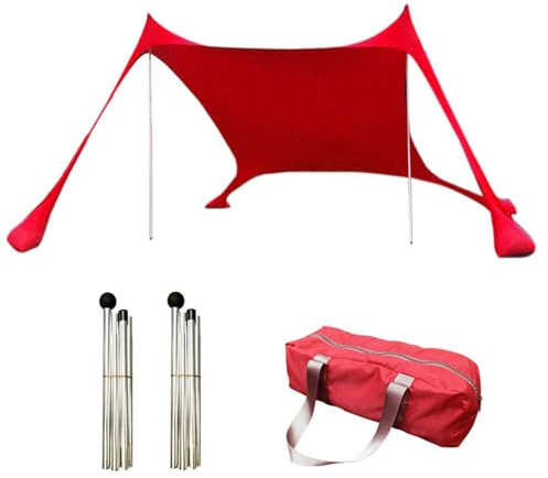 Sonnenschutz Strands Strandzelt | Strandmuschel | UPF50+ UV-Schutz und Wasserdicht Sonnensegel | wasserdichte Leichte Tragbarer Sonnensegel mit Sandanker, Stabilitätsstangen und Aufbewahrungsbeutel