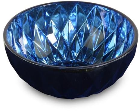 Riffelmacher Deko-Glasschale - Dunkelblau-Schwarz in Kristalloptik - Ø 15 cm, Höhe 6,5 cm - Edle Schale für Tisch, Konsole & Wohnaccessoires - 12155