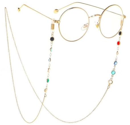 Batheidon Brillenkette schwarz/silber für Damen und Herren-70cm Brillenband aus Aluminium-Hochwertiger Brillenhalter für Lesebrillen, Sonnenbrillen und Sportbrillen-Modisches Accessoire (Goldene2)