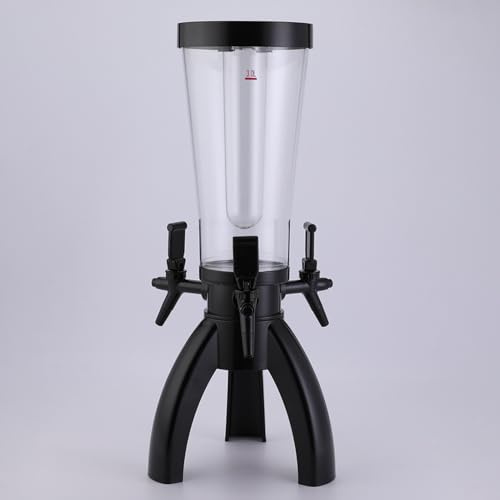 UrbanUp Girafe Biere 3L Dispensateur de la Tour Mimosa avec 3 Robinets, Tour de Bière de Conception de Base Triangulaire avec Glaçons Amovibles et Lumière LED(Black)