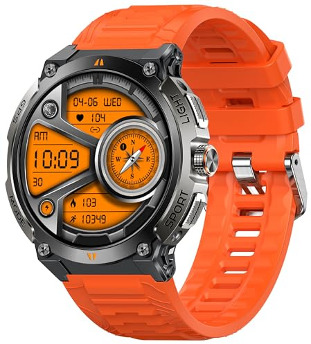 GPS Smartwatch Outdoor Militär Fitness Tracker Herren mit Kompass höhenmesser barometer IP68 Wasserdicht 100+Sportmodi Fitnessuhr mit Herzfrequenz Schrittzähler 24h Schlafmonitor Telefonfunktion
