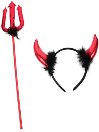 HONMEET Cerchietto Corna e Nero per Costume Halloween Accessorio Cosplay con Design e Fascia Decorativa per Maschera e Party Notturni