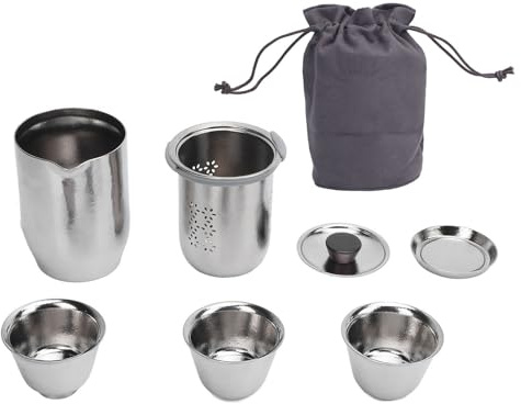 Juego de té de viaje puro Ti, juego de té portátil moderno de doble capa de aislamiento de doble capa 300 ml de té de preparación duradera liviana