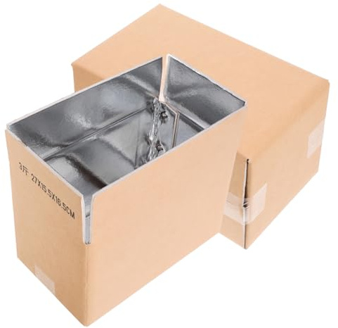 HEATSHAKING 2pcs Insulated Packaging Box with Aluminum Foil and Paper Material for Cold Food Shipping and Storage, Built to Last Thermal Shipping Box for Seafood Packaging and Food Transport