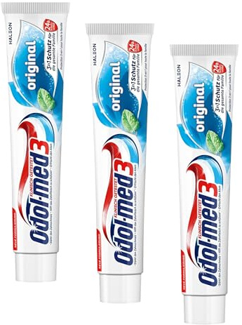 Odol-med3 Zahnpasta, Original, mit 3in1 Schutz für starke Zähne, gesundes Zahnfleisch** und frischen Atem, 75 ml zahncreme (Packung mit 3)