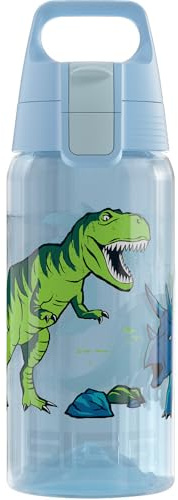 Sigg - Botella infantil - Viva One Dinosaurs - Apta para bebidas carbonatadas - A prueba de fugas - Apto para lavavajillas - Sin BPA - Deportes y Escuela - Azul - 0,5L