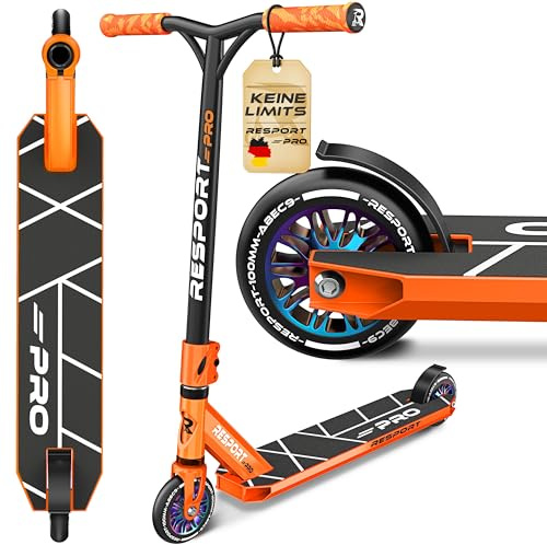 RE:SPORT Trottinette Freestyle REVO Pro avec Support | Stunt Scooter Professionnelle pour Enfants et Adultes | Trottinette Cascade Roues en polyuréthane et Barre en Y, roulement à Billes ABEC 9
