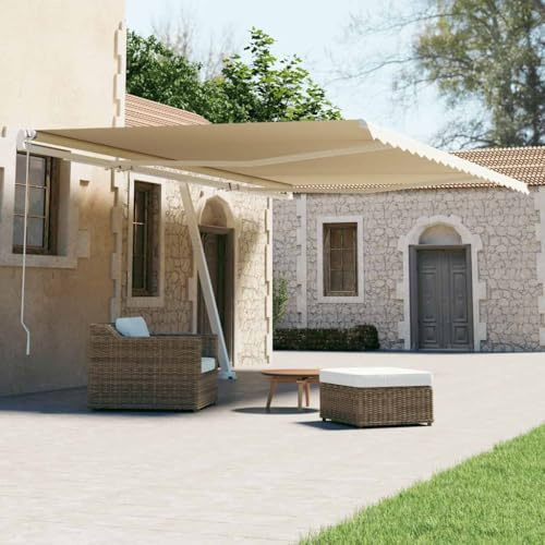 Toldo lateral extensible automático, 600 x 300 cm, color crema para jardín, balcón, terraza y cenador