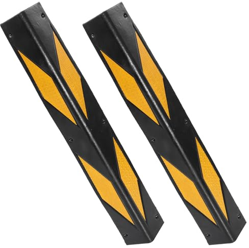 SHINEOFI Lot de 2 Protections d'angle en Caoutchouc Réfléchissantes Jaunes et Noires 60x10x7 Cm, Bande de Sécurité pour Murs de Garage et Parkings, Anti-Chocs pour Voiture, Installation