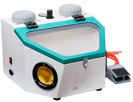 Electric Sand Blasting Machine, Heavy Duty Modular Equipment for Wet and Dry Use with Light and Foot Switch, Ideal for Surface Treatment and Polishing Processing