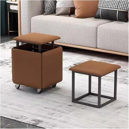 Taburete giratorio con ruedas, asiento de cubo portátil para el hogar y la oficina, reposapiés multifuncional y taburete de maquillaje