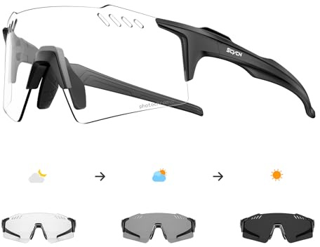SCVCN Selbsttönend Photochromatische Fahrradbrille Herren Damen S9A2 | Sportsonnenbrille Klar Radsport Radfahren MTB Laufen Radbrille Volleyball Tennis Autofahren Angeln Softball Bergsteigen 06