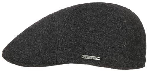 Stetson Texas Wool Gatsby Cap Herren Mit Kaschmirwolle 100% Baumwollfutter Hoher Wollanteil Edler Markenpin Doppellagiges Futterband Schirmmütze Herbst Winter anthrazit XL (60-61 cm)