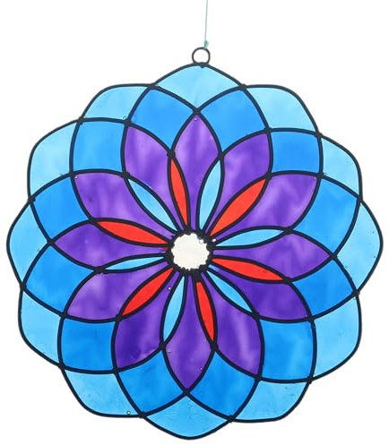 ART-CRAFT Fenster Hängedeko Sonnenfänger – Handgemachter Suncatcher für magische Lichtspiele – Fensterdeko und Gartendekon – Handbemalte Fensterdekoration - Motiv Mandala blau
